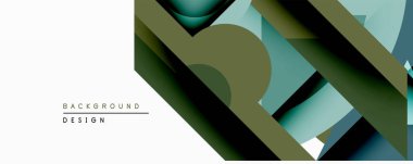 Soyut geometrik tasarım üst üste binen şekiller, sessiz yeşiller, maviler. Modern estetik, katmanlı kompozisyon derinlik ve görsel ilgi yaratır. Minimalist stil.