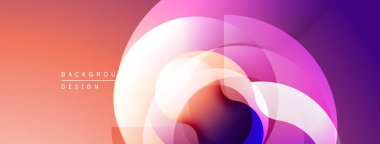 Soyut gradyan katmanlar dairesel tasarım yaratır. Sıcak renkler serin mor renklere dönüşür. Modern arkaplan dokusu.