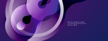 Soyut mor tasarım üst üste binen şeffaf şekiller. Gradyan gölgeler derinlik yaratır, modern estetik. Çeşitli projeler için minimalist arkaplan.