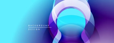Soyut arkaplan özellikleri üst üste binen daireler, canlı mavi, mor gradyanlar. Dijital projeler için modern tasarım ögesi.