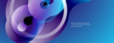 Soyut sıvı şekilleri, canlı mor, mavi gradyanlar. Modern tasarım ögesi, pürüzsüz geçişler, dinamik bileşim.