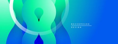 Soyut sıvı şekilleri, canlı mavi, yeşil gradyanlar. Modern tasarım, pürüzsüz geçişler, minimalist estetik. Arkaplan dokusu, dinamik bileşim.
