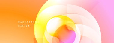 Soyut canlı katmanlar dinamik dairesel bileşim yaratır. Sıcak renkler harmanlanır, pürüzsüz gradyanlar oluşturulur, modern tasarım ögesi.