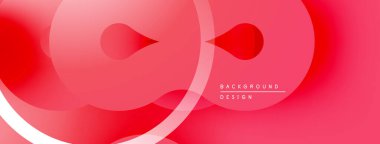 Soyut kırmızı tasarım, üst üste binen daireler, gradyanlar, düzgün şekiller. Minimalist estetik, modern arkaplan dokusu.