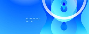Soyut mavi arkaplan. Pürüzsüz şekiller akış tasarımı yaratır. Dijital projeler için modern, temiz estetik.