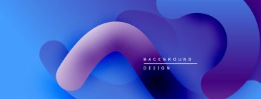 Soyut akışkan şekiller, canlı mavi mor gradyanlar. Arka planlar ve sunumlar için modern tasarım öğesi. Düz eğriler dinamik bileşim oluşturur.