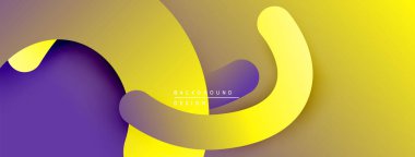 Soyut akışkan şekiller, canlı sarı, mor renkler. Modern tasarım, pürüzsüz gradyanlar dinamik görsel efekt yaratır.