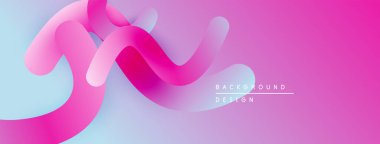 Soyut sıvı şekiller, pembe renkler açık mavi ile harmanlanmış. Modern tasarım, pürüzsüz eğimler dinamik kompozisyon yaratır. Minimalist estetik.