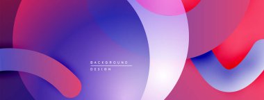 Soyut sıvı şekilleri örtüşür, canlı gradyanlar yaratır. Mor, pembe, mavi renkler tasarımda baskın. Modern estetik, pürüzsüz geçişler.