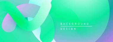 Soyut sıvı şekiller, canlı renklerin karışımı. Gradyan arkaplan modern tasarım yaratır, yumuşak eğriler kompozisyona hakim olur.