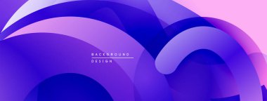 Soyut sıvı şekiller, mor renkler pembeye karışıyor. Modern tasarım hareketi, enerjiyi, pürüzsüz geçişleri çağrıştırıyor. Gradyan arkaplan.