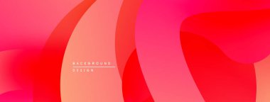 Soyut sıvı şekiller, canlı pembeler, portakallar pürüzsüz bir arkaplan oluşturur. Dijital projeler için modern tasarım ögesi.