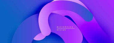 Soyut sıvı şekiller, canlı mor renkler derin maviler ile harmanlanır. Modern tasarım dinamik görsel akış yaratır. Yumuşak eğimler derinlik sunar.