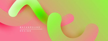 Soyut sıvı şekilleri pembe, yeşil ve sarı renkleri harmanlıyor. Modern tasarım hareketi, enerjiyi, görsel cazibeyi çağrıştırıyor. Arkaplan nazik eğimlere sahiptir.