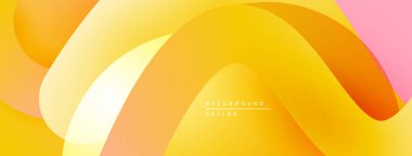 Soyut sıvı şekilleri, canlı sarı, turuncu, pembe gradyanlar. Modern tasarım, pürüzsüz geçişler dinamik görsel efekt yaratır.