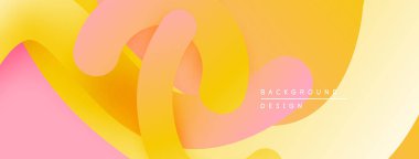 Soyut sıvı şekiller, canlı pembeler, sarılar yumuşak bir arkaplan oluşturur. Dijital projeler için modern tasarım ögesi.
