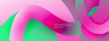 Soyut sıvı şekilleri, canlı pembeler, yeşiller dinamik bir zemin oluşturur. Yumuşak eğimler, modern tasarım elementleri mevcut.