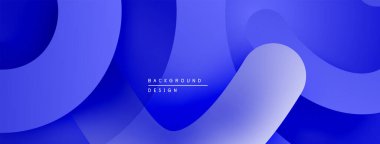 Soyut mavi arkaplan. Üst üste binen şekiller akışkan ve modern tasarım yaratır. Dereceli gölgeler derinlik ve görsel ilgi sunar.