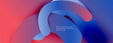 Soyut sıvı şekilleri kırmızı, mavi renkleri harmanlıyor. Modern tasarım dinamik görsel etki yaratır. Yumuşak eğimler derinlik ve doku sunar.