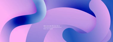 Soyut sıvı şekilleri, gradyanlar, mor renkler tasarımda baskın. Düz eğriler, dinamik görsel akış yaratır. Modern estetik.