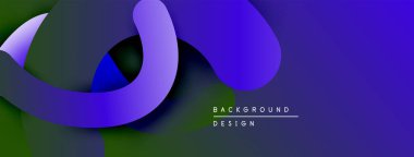 Soyut tasarım akıcı kurdeleler, gradyanlar içerir. Mor, yeşil renkler dinamik görsel efekt yaratır. Modern arkaplan dokusu.