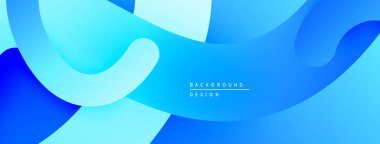 Soyut mavi katmanlar dinamik arkaplan oluşturur. Pürüzsüz şekiller üst üste binerek modern tasarımı oluşturur. Gradyan gölgeler görsel derinlik sunar.