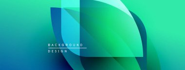 Soyut gradyan şekiller çakışıyor. Teal, turkuaz, mavi renkler tasarımda baskın. Modern estetik, temiz çizgiler dinamik bileşim sunar.
