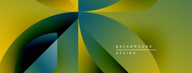 Soyut tasarım üst üste binen renkli taç yaprakları içerir. Gradyan gölgeler dinamik görsel efekt yaratır. Çeşitli projeler için modern arkaplan.