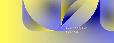 Soyut sıvı şekilleri, sarı, mavi gradyanlar. Arka planlar ve sunumlar için modern tasarım öğesi. Minimalist estetik.