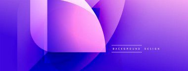 Soyut mor tasarım, üst üste binen şekiller. Gradyan renkler dinamik görsel efekt yaratır. Çeşitli projeler için modern arkaplan.