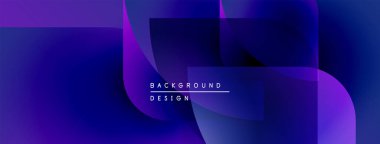 Soyut eğimler akışkan şekiller yaratır. Mor, mavi renkler tasarımda baskın. Metin arka plan tasarımı okur. Minimalist estetik.