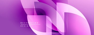 Soyut mor arkaplan. Üst üste binen şekiller dinamik ve modern tasarım yaratır. Gradyan renkler görsel ilgi, pürüzsüz geçişler sunar.