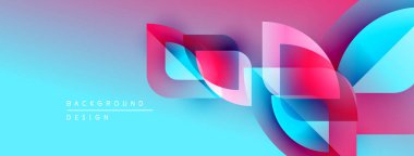 Soyut geometrik şekiller örtüşür, parlak mavi ve pembe renkler yaratır. Arkaplan ve sunumlar için modern tasarım ögesi.