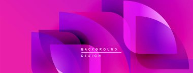 Canlı pembe, soyut bir arka plan. Üst üste binen şekiller dinamik görsel efekt yaratır. Modern tasarım elemanları.