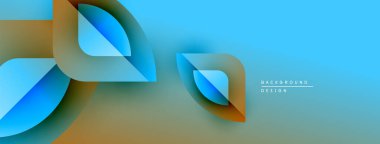 Soyut şekiller örtüşüyor, dinamik mavi, altın gradyanlar yaratıyor. Modern tasarım teknoloji, yenilik, görsel cazibe öneriyor.