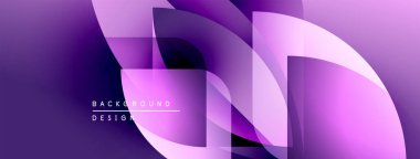 Soyut mor arkaplan. Üst üste binen şekiller dinamik görsel efekt yaratır. Modern tasarım öğeleri akıcılık ve yenilik önerir.