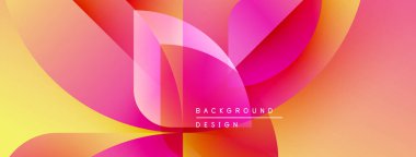 Soyut çiçek tasarımı. Titreşimli gradyanlar harmanlanır ve dinamik şekiller yaratır. Pembe, sarı renkler kompozisyona hakim. Modern estetik.