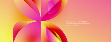 Soyut çiçek tasarımı. Canlı gradyanlar taç yaprağı şekilleri oluşturur. Sıcak renk paleti kompozisyona hükmediyor. Modern estetik.