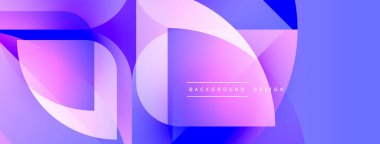 Soyut geometrik şekiller, canlı mor renkler, modern tasarım. Gradyan renkler dinamik görsel efekt yaratır. Minimalist estetik.