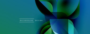 Soyut sıvı şekilleri üst üste binerek dinamik deniz mavisi ve yeşil eğimler yaratır. Modern tasarım elementleri hareket ve derinlik öneriyor. Mevcut en küçük metin.
