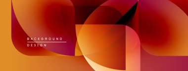 Soyut geometrik şekiller, sıcak renk paleti. Turuncu, kırmızı gradyanlar modern tasarım yaratır. Minimalist kompozisyon, pürüzsüz geçiş.