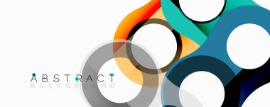 Modern soyut tasarım üst üste binen daireler, canlı renkler, pürüzsüz eğimler. Geçmişler ve sunumlar için temiz estetik.