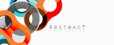 Modern soyut tasarım. Üst üste binen daireler, canlı renkler, beyaz alan. Dinamik bileşim görsel ilgi yaratır.