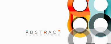 Modern soyut tasarım, üst üste binen daireler, canlı renkler, temiz çizgiler. Minimalist kompozisyon dinamik görsel etki yaratır.