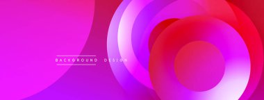 Soyut canlı pembe tasarım. Eşmerkezli daireler akışkan, modern görsel efekt yaratır. Arkaplanda eğim renkleri, pürüzsüz geçişler yer alıyor.