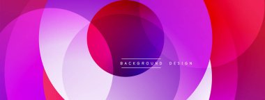 Soyut, canlı daireler örtüşüyor, dinamik mor, pembe, kırmızı gradyanlar yaratıyor. Arkaplan ve sunumlar için uygun modern tasarım.