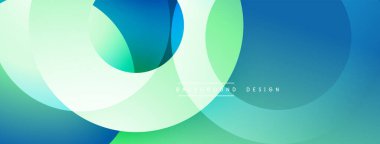 Soyut arkaplan özellikleri üst üste biniyor. Renkler mavileri, yeşillikleri, beyazları modern tasarımı oluşturur. Minimalist estetik.