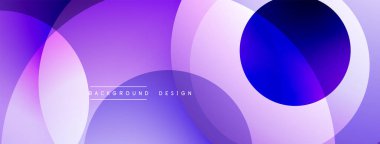 Soyut mor katmanlar dinamik görsel efekt yaratır. Üst üste binen daireler modern arkaplan tasarımı, pürüzsüz gradyanlar mevcut.