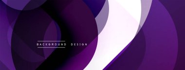 Soyut mor arkaplan. Üst üste binen daireler dinamik ve modern tasarım yaratır. Gradyan gölgeler görsel derinlik, pürüzsüz geçişler sunar.