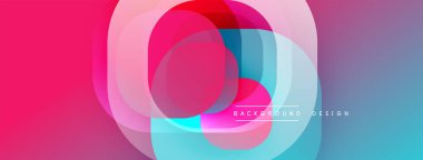 Soyut renkli çakışan daireler dinamik arkaplan oluşturur. Gradyan renkler harmanlanarak modern görsel kompozisyon oluşturur.